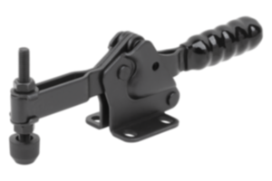 Toggle clamps, steel, black, horizontal with horizontal foot and adjustable clamping spindle