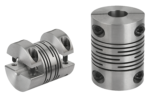Beam couplings stainless steel with detachable clamp hubs